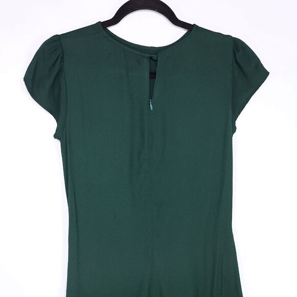 Reformation Frasier Midi Dress 2 Forest Green Leg Slit Short Sleeve Side Button - Picture 15 of 16